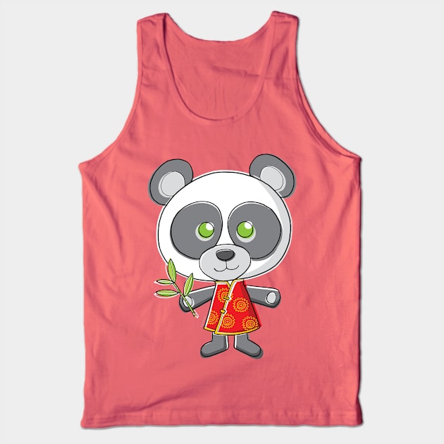 Cute Cartoon Panda Tank Top by vaughanduck